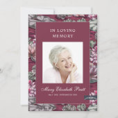 Bourgogne Rouge Floral 3 Photo Programme funéraire (Devant)