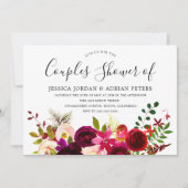 Bourgogne Rouge Floral Boho Couples Invitation de  (Devant)