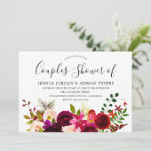 Bourgogne Rouge Floral Boho Couples Invitation de  (Debout devant)
