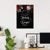 Bourgogne Rouge Floral noir Mariage Affiche de bie (Bureau à domicile)