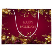 Bourgogne Rouge Or Fleurs Vacances Sac Cadeau (Dos)