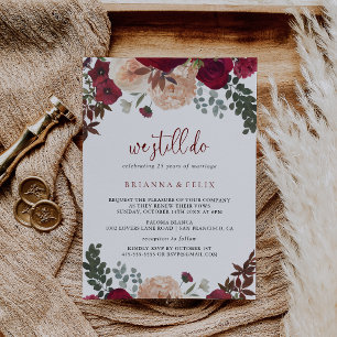 Bourgogne roze bloemig We doen nog steeds gelofte  Kaart