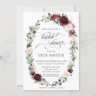 Bourgogne Roze Blush Bloemen Groen Vrijgezellenfee Kaart