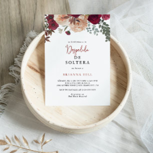 Bourgogne Roze Blush Bloemen Spaans Vrijgezellenfe Kaart