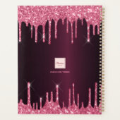 Bourgogne roze glitter druppels monogram 2026 planner (Achterkant)