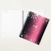 Bourgogne roze glitter monogram 2025 planner (Display)