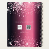 Bourgogne roze glitter stof monogram script planner (Achterkant)