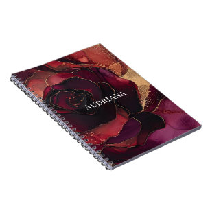 Bourgogne Roze Gouden Bloem Notitieboek