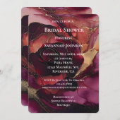 Bourgogne Roze Gouden Bloemen Vrijgezellenfeest Kaart (Voorkant / Achterkant)