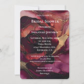 Bourgogne Roze Gouden Bloemen Vrijgezellenfeest Kaart (Voorkant)