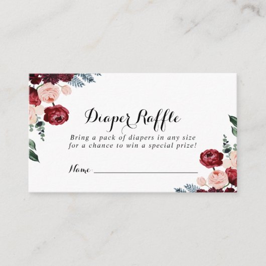 Bourgogne Roze Marine Bloemenluier Raffle Ticket Informatiekaartje (Voorkant)