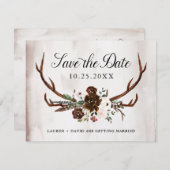 Bourgogne Roze Rose Bloemen Bruiloft Save the Date Aankondiging (Voorkant / Achterkant)