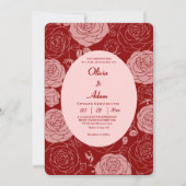 Bourgogne Rozen bruiloft uitnodiging (Voorkant)