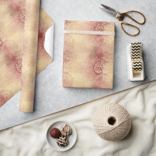 Bourgogne rozen en gouden barokdamast Cadeaupapier (Crafts)