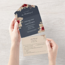 Bourgogne Rozen en Pampas Grass All in One Invite