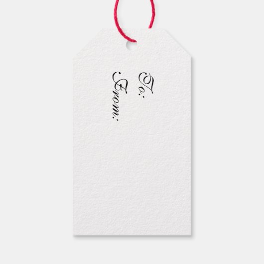 Bourgogne Rozen, Pine, Holly KerstFloral Cadeaulabel (Achterkant)