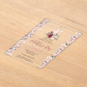 Bourgogne Rozen Wijn Moederdag Brunch Acryl Uitnodigingen (Laagn)