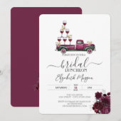 Bourgogne Rozen Wijnwagen Bruidslunch Kaart (Voorkant / Achterkant)