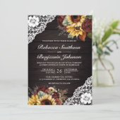 Bourgogne Rozen Zonnebloem Houten Kant QR Code Bru Kaart (Staand voorkant)