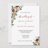 Bourgogne Rust Cream Floral Elegant Wedding Kaart (Voorkant)