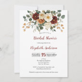 Bourgogne Rust Cream Florals Vrijgezellenfeest Kaart (Voorkant)