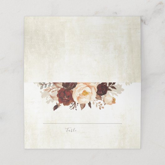 Bourgogne rustieke bloemen bruiloft (Buitenkant ongevouwen)