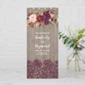 Bourgogne Rustieke Bloemen Trouwprogramma's Programma (Staand voorkant)