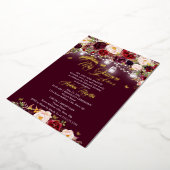 Bourgogne rustieke bloemenvlinder Quinceanera Folie Uitnodiging (Gedraaid)