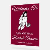 Bourgogne Script Herfst Vrijgezellenfeest Welkom Acryl Bord (Hoek)