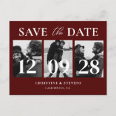 Bourgogne Script Wedding Save the Date Foto Briefkaart (Voorkant)