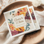 Bourgogne Sinaasappel Bloemen Goud juicht 75 jaar Servet