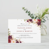 Bourgogne Sparkle Floral repetitie diner Kaart (Staand voorkant)