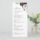 Bourgogne Stoffig Blauw huwelijksmenu Menu (Staand voorkant)