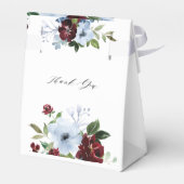 Bourgogne & stoffige blauwe bloemenbruiloft gunst bedankdoosjes (Achterkant)