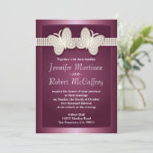 Bourgogne Studded Butterfly Wedding Invitations (Debout devant)
