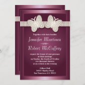 Bourgogne Studded Butterfly Wedding Invitations (Devant / Derrière)