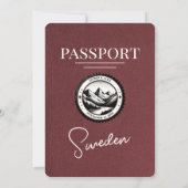 Bourgogne Suède Faire-part de mariage des passepor (Dos)