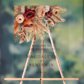 Bourgogne Terracotta Florals Pampas Grass Bruiloft Acryl Bord (Neutraal)