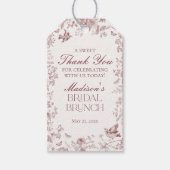 Bourgogne Toile De Jouy Floral Bruids Brunch Favor Cadeaulabel (Voorkant)