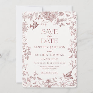 Bourgogne Toile de Jouy Florale Faire-Part de Rése