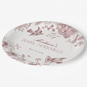 Bourgogne Toile Jouy Bloemen Baby Sprinkle Papieren Bordje (Gekanteld)