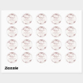 Bourgogne Toile Jouy  Bloemen Baby Sprinkle Ronde Sticker (Vel)