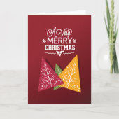 Bourgogne Tri-Color-kerstbomen Feestdagen Kaart (Voorkant)