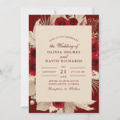 Bourgogne Tropical Rose Faire-part de mariage (Devant)