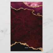 Bourgogne Velvet Agate Geode Script Typografie Briefpapier (Achterkant)