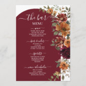 Bourgogne Verbrand Sinaasappel Bloemen Trouwmenu Programma (Achterkant)