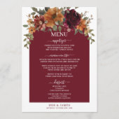 Bourgogne Verbrand Sinaasappel Bloemen Trouwmenu Programma (Voorkant)