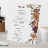Bourgogne Verbrand Sinaasappel Bloemen Trouwmenu Reclamebord Met Voetstuk (Insitu)