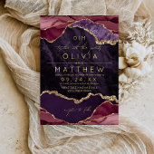 Bourgogne, violet et Faire-part de mariage d'âge o