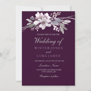 Bourgogne Violet Floral Élégant Mariage Invitation